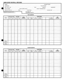 Payroll Sheets for Ring Binders - One Year<br><br>1213