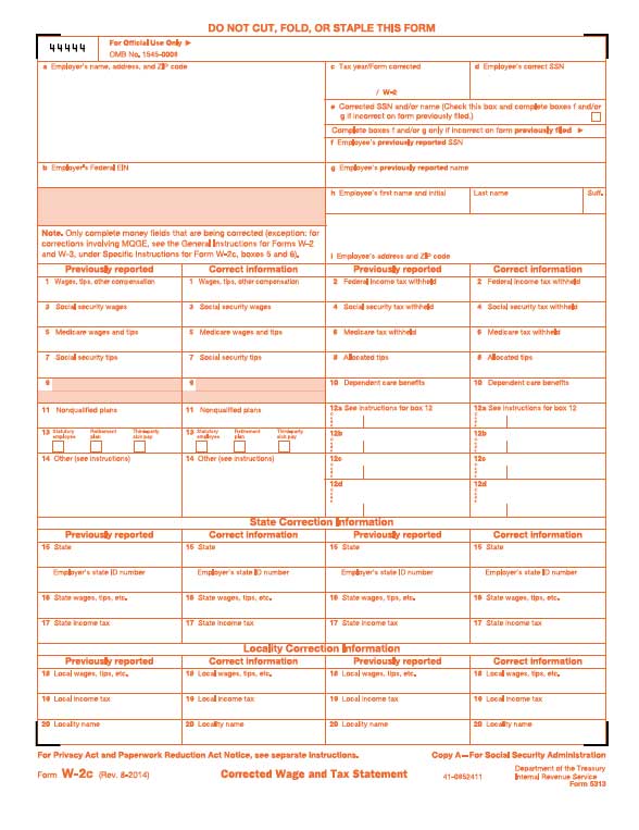 W2-C Laser Form FEDERAL Copy A 50-Sheet Pack<br><br>LW2CA